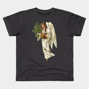 Vintage Christmas Angel holding tree and toys Kids T-Shirt